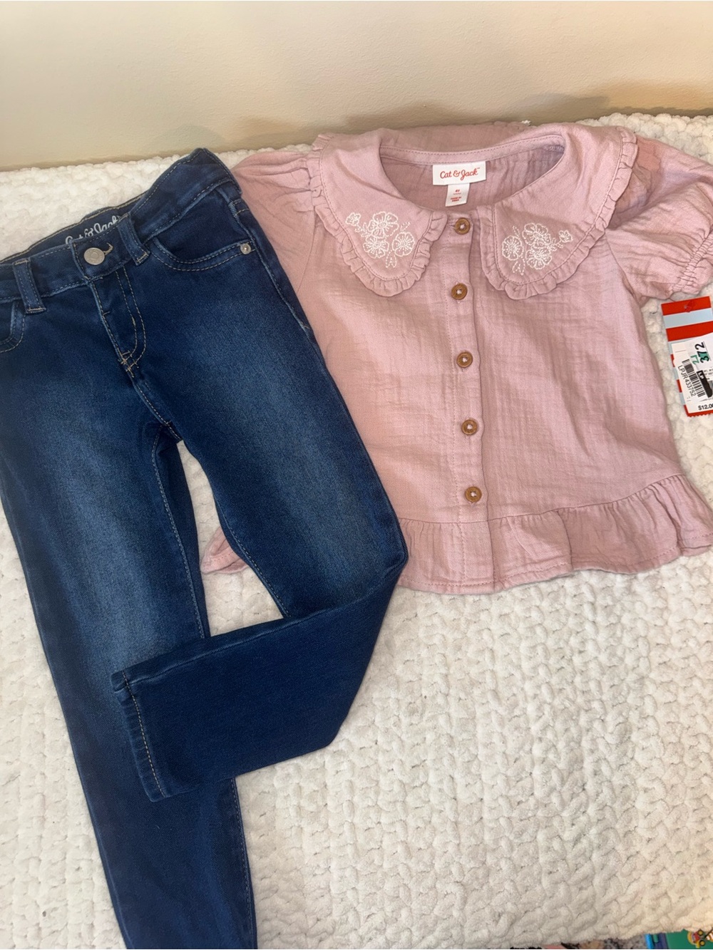 Cat & Jack Pink Ruffle Collar Button-Front Top for Kids